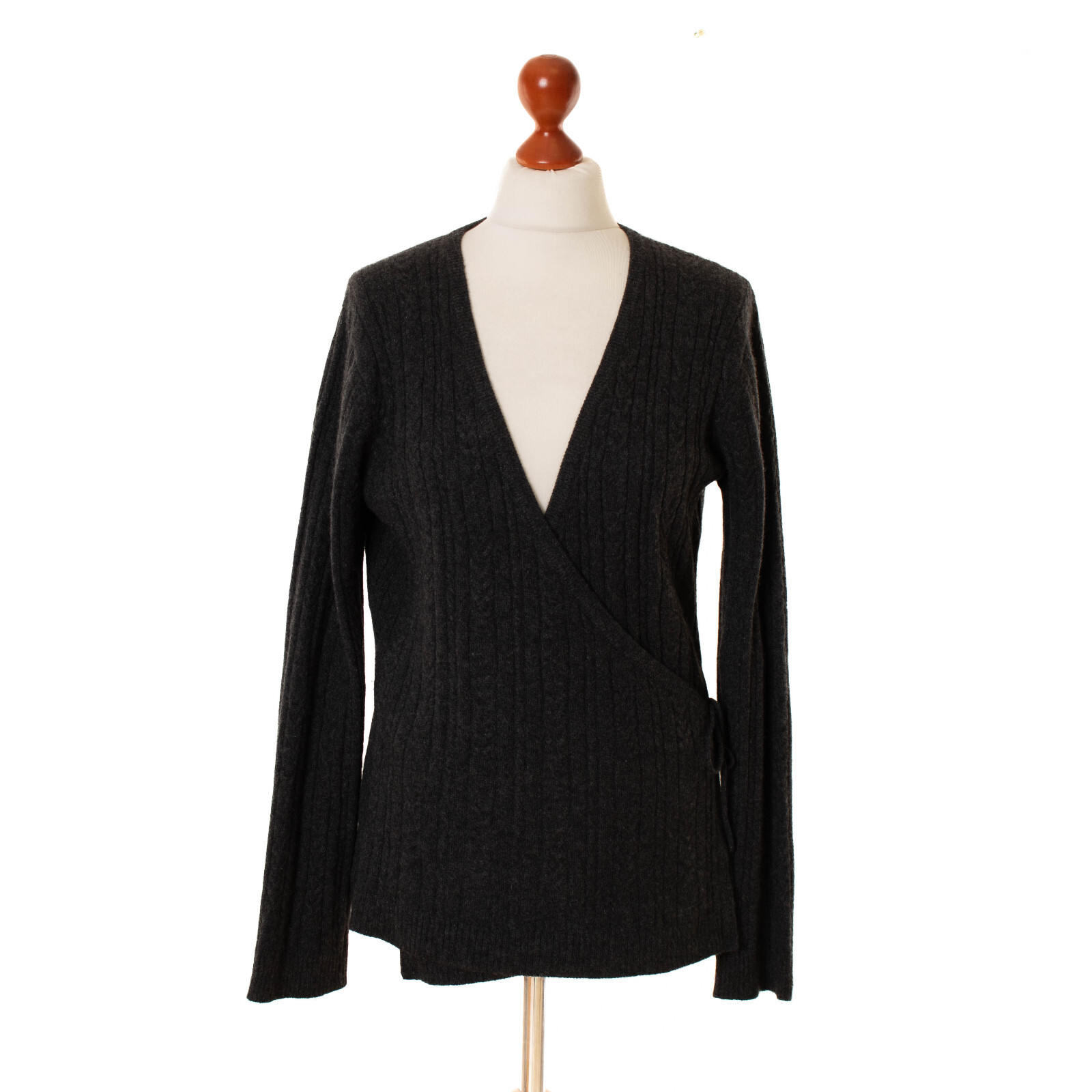 STUDIO women's 2-ply cashmere gray 100% cashmere cardigan size L 12684