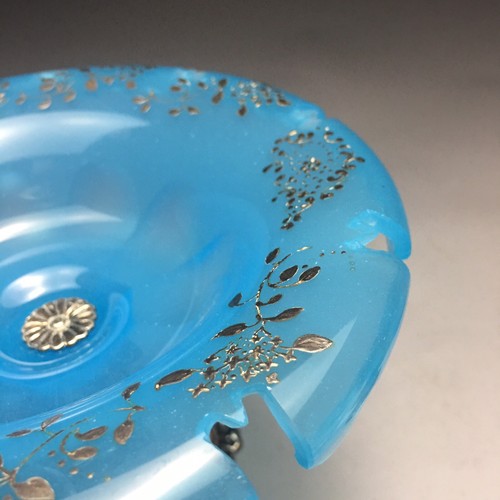 Antique 19th Century Platinum Gilt Opaline 800 Silver Mounted Austrian Compote