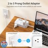 NTONPOWER 2 Prong Power Strip, 1875W/15A 2 Prong to 3 Prong Outlet Adapter, Surge Protector Power Strip with 4 USB Ports(2 USB C), 5 FT Rotating Flat Plug Extension Cord for Old House, Wall Mount
