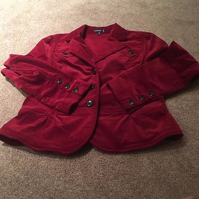 Ladies Rafaella burgundy coat 12 LS women's long sleeve LS buttons