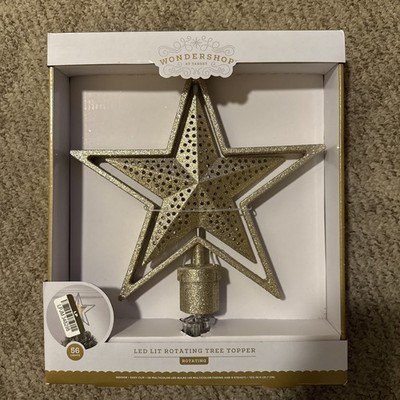Wondershop Gold Star Tree Topper Christmas LED Lit Rotating Inner Star