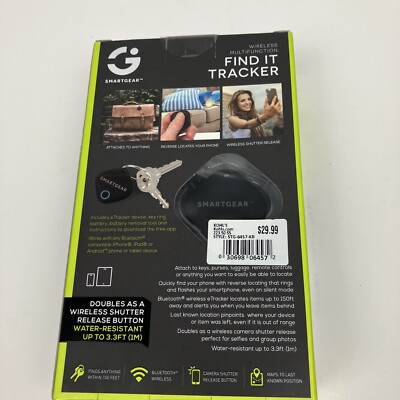 NIB Smart Gear Wireless Multifunction Find It Tracker Bluetooth 150 ft Locator 