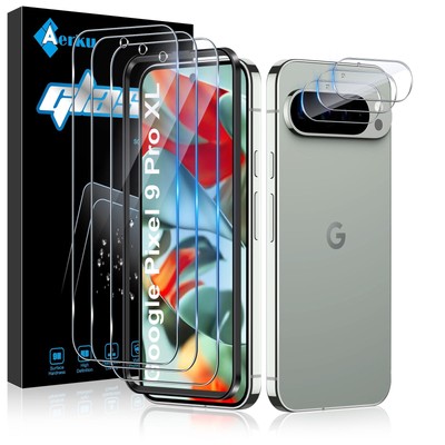 Aerku Pellicola Vetro Temperato per Google Pixel 9 Pro XL, [3+3 Pezzi]