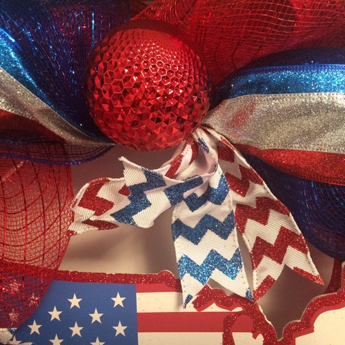 American Flag Wreath, USA,Patriotic, Memorial Day July 4th Deco Mesh Door Wreath