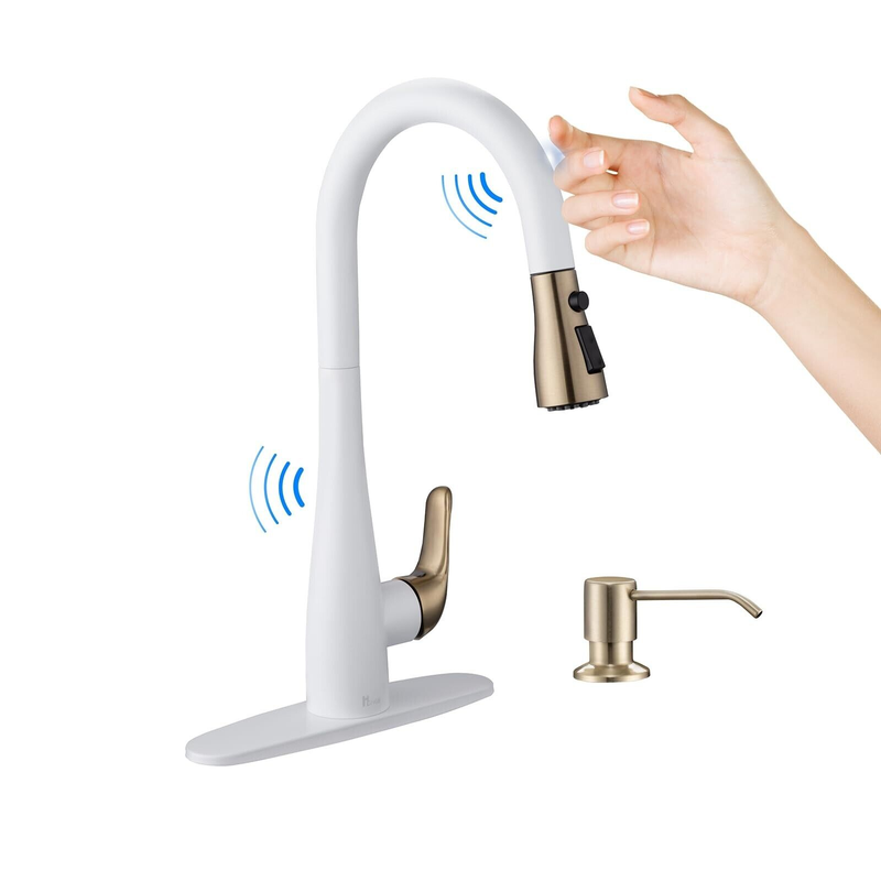 HGHGK Touch on Kitchen Faucet with Soap Dispenser and Pull down Sprayer - Sin...