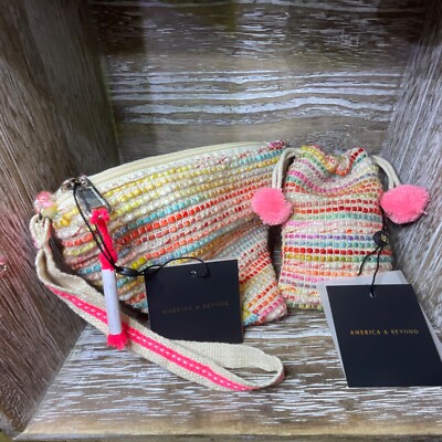 America and Beyond Boho Samosa Bag and Sunglasses Pouch Knit Rad Rainbow NWT