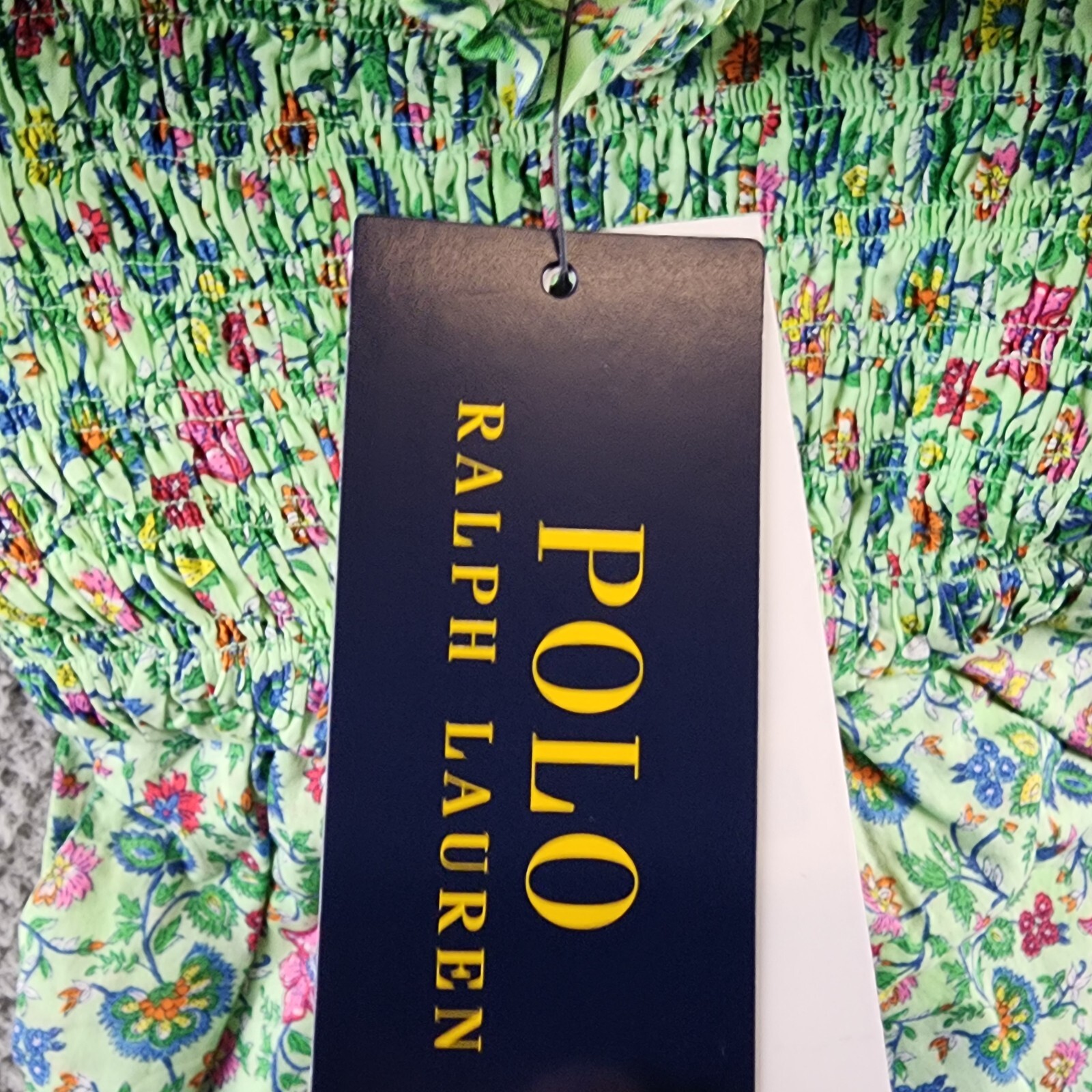 Polo Ralph Lauren Floral Smocked Batiste Romper Girls 6 Multicolor Straight Neck - Picture 8 of 13