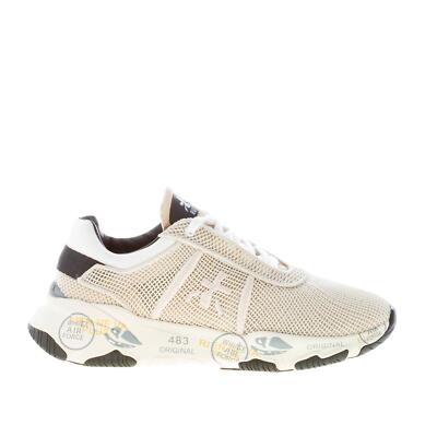 Pre-owned Premiata Women Shoes Beige Technical Mesh Fabric Buff 5844 Sneaker