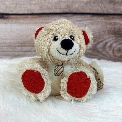 NWT Plush Beige Red White Smiley Happy Cute Bear