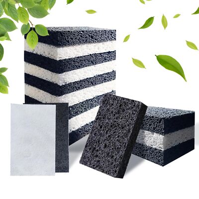 12-Count Natural Kitchen Sponge,Compressed Cellulose Scrub Sponges,Non-Scratc...