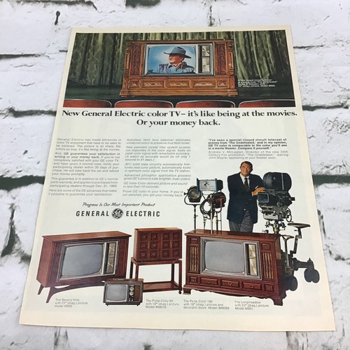 VTG 1969 General Electric Color TV Television Set John Wayne