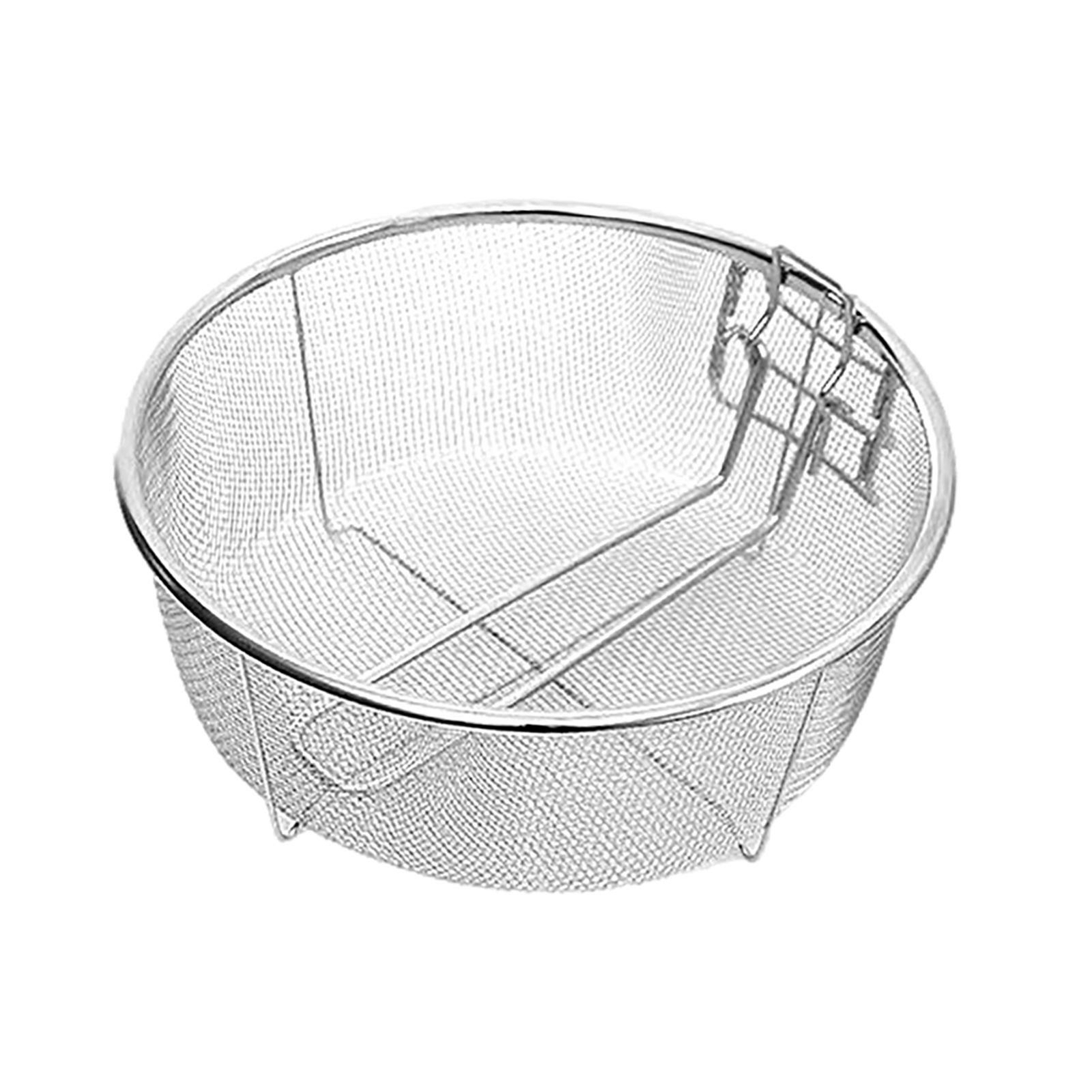 Stainless Steel Fry Baskets with Handle Deep Fryer Strainer Blanching Basket