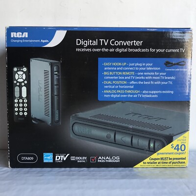 RCA Digital TV Converter DTA809 (New In Box) Converts Analog TV