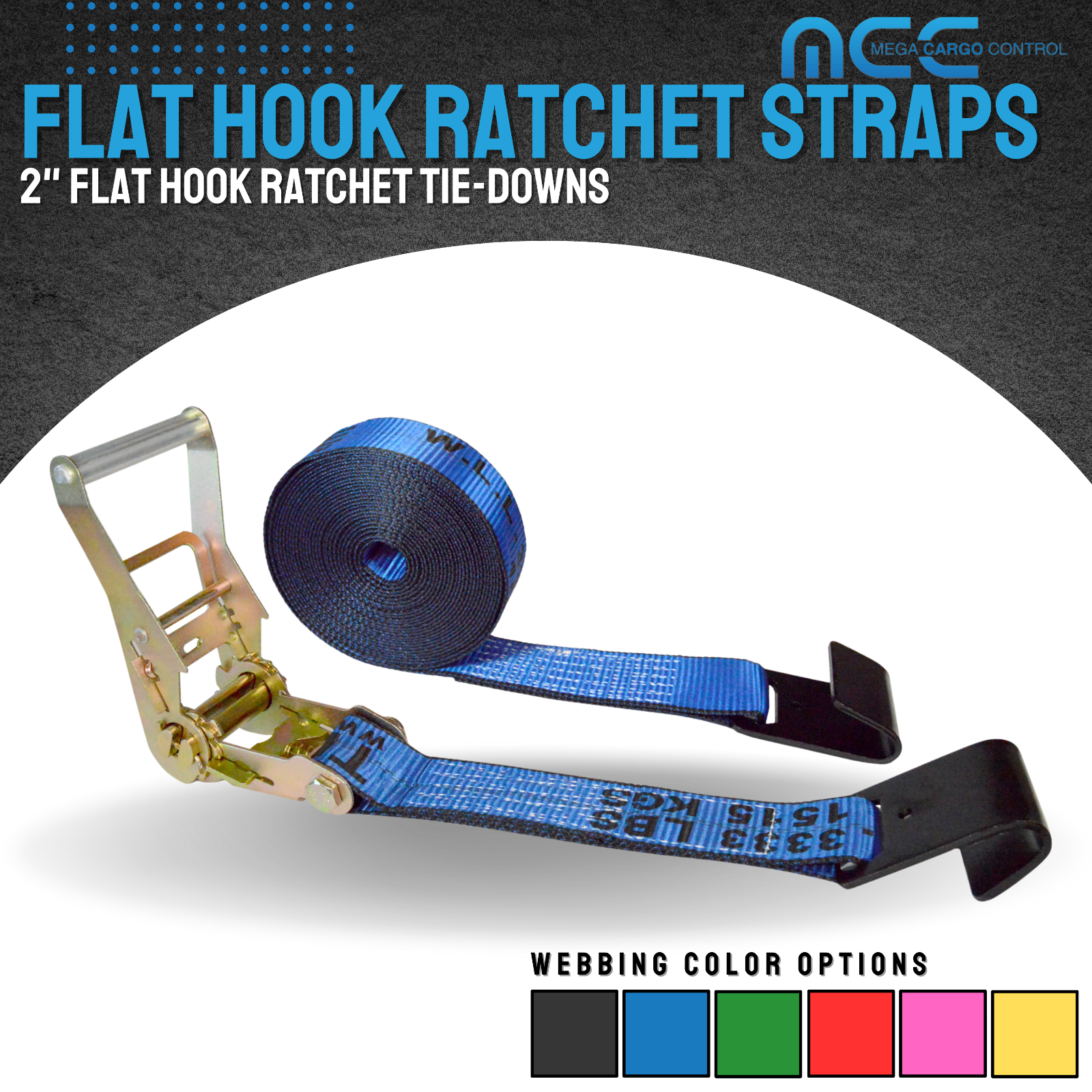 Heavy Duty 2" x 30' Ratchet Strap w/Flat Hook for Flatbed Truck Trailer Tie Down