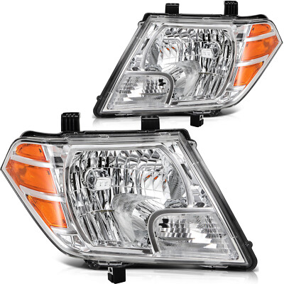 Chrome Housing Headlights Assembly Left & Right Pair For 09-21 Nissan Frontier