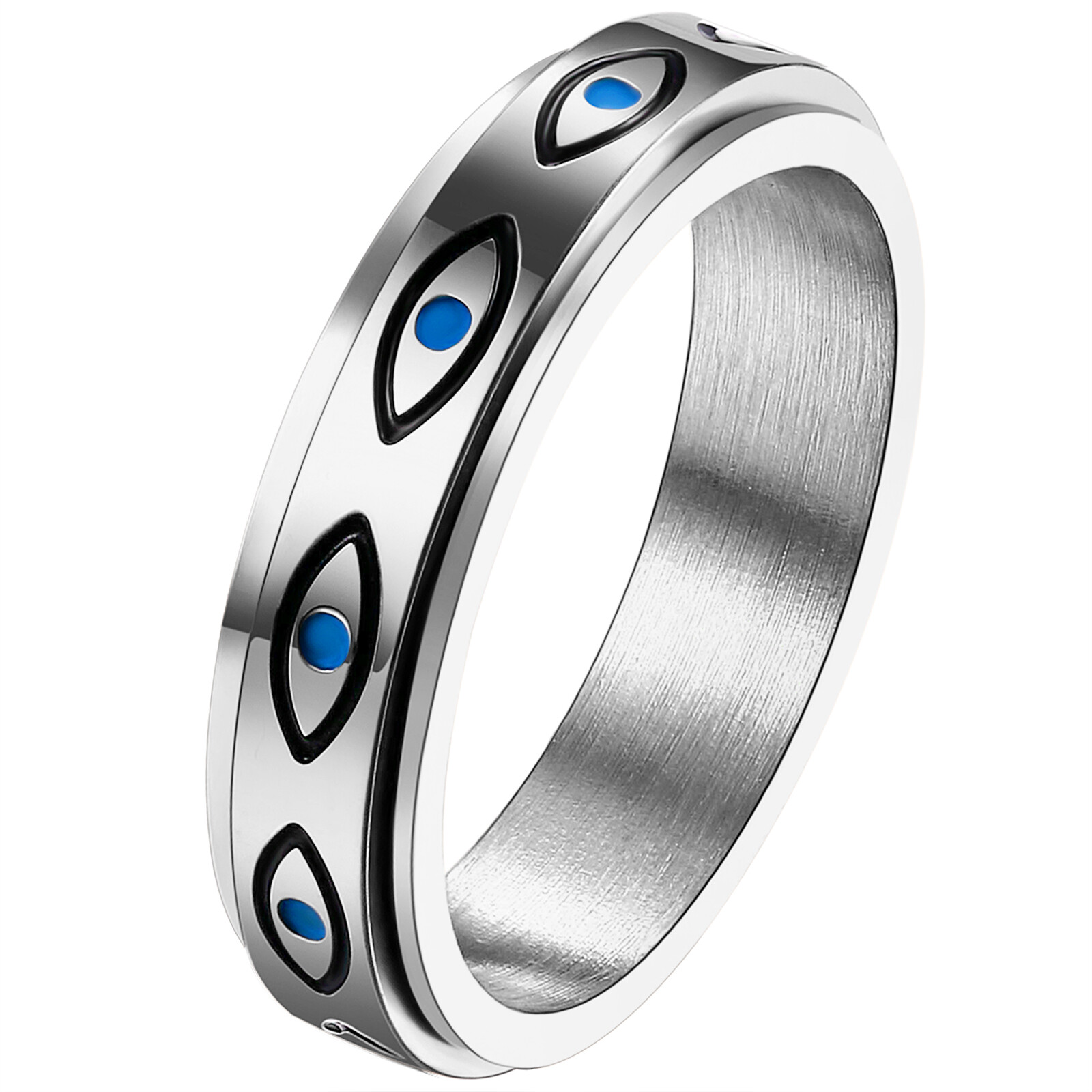 eyeリング Evil Eye Spinner Ring Anti Anxiety Fidget Stainless Steel