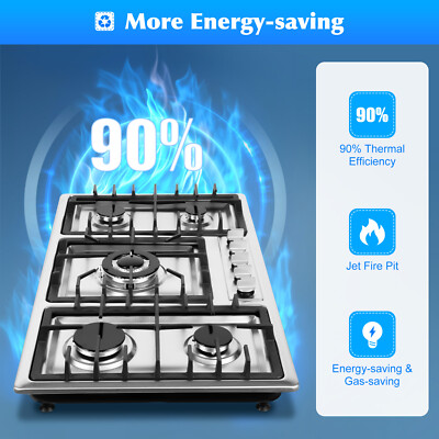 34'' Stainless Steel 5 Burners Stove Top Built In Gas Propane Cooktop Cooking