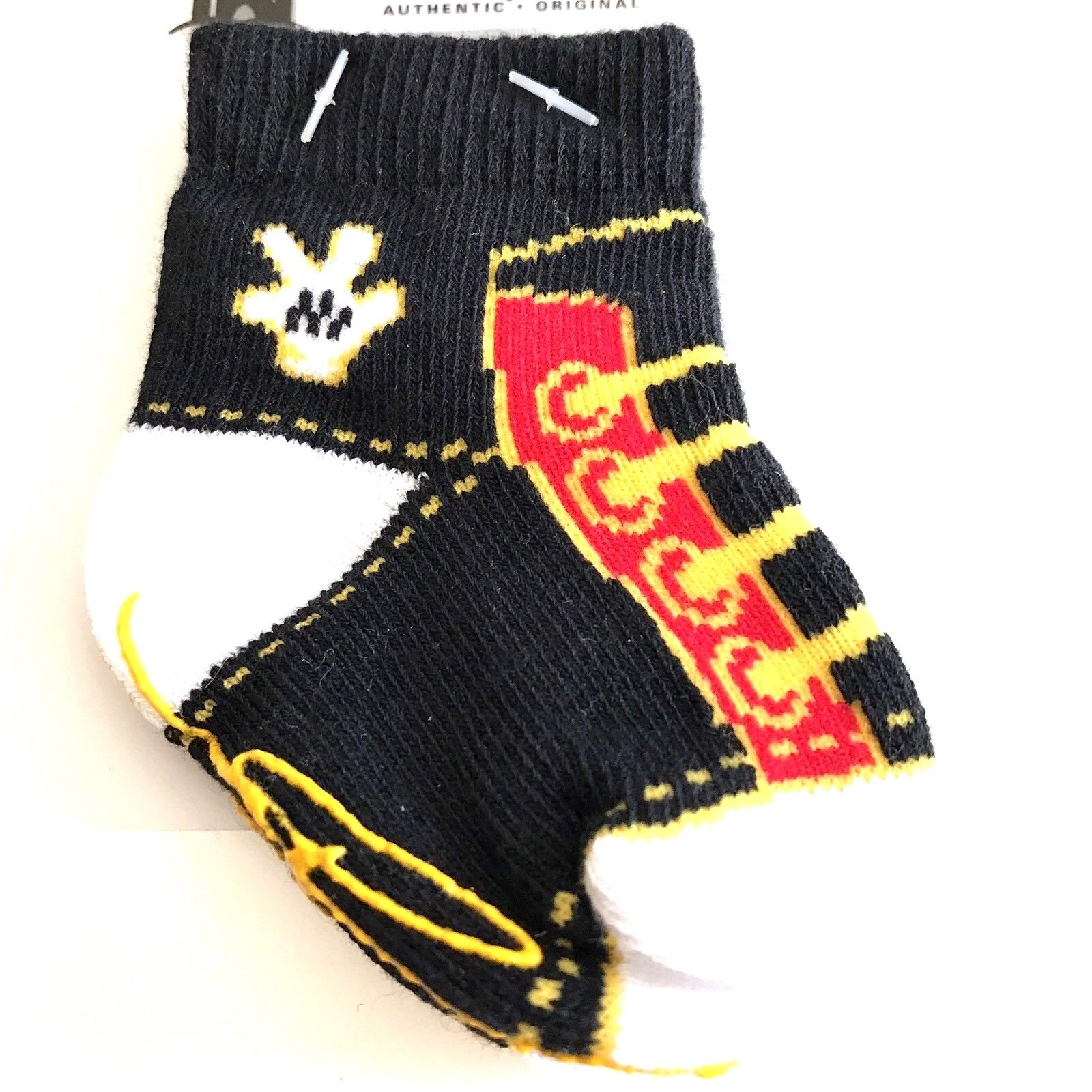 Disney Parks Mickey Mouse Crib Socks Size 0-6 Months Baby Boy Black Shoe Lace