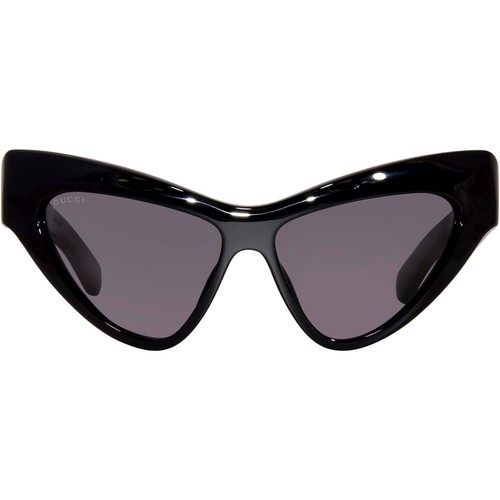 Pre-owned Gucci Women's Sunglasses Black Plastic Cat Eye Shape Frame Grey Lens Gg1294s 001 In Gray