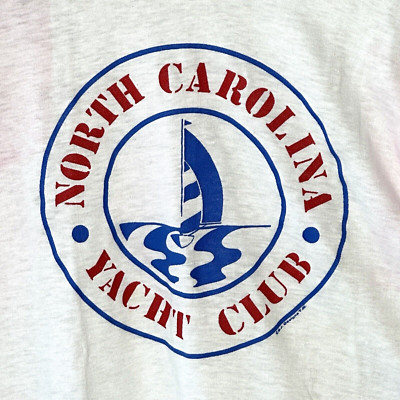 North Carolina Yacht Club Shirt Womens Large Vintage White Red Sleeve New USA