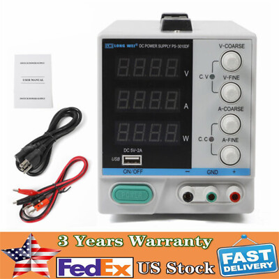 0-30V 0-10A DC Power Supply Lab Variable Adjustable Regulated Bench Switching