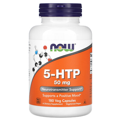 Now Foods 5-HTP 50 mg 180 Veg Capsules GMP Quality Assured, Vegan, Vegetarian