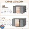 BALEINE 2 Pack Clothes Storage Bags, 24 Gallon Storage Containers with Reinforced Handle, Sturdy Zipper, Closet Organizer for Blanket, Comforter, Pillow, Bedding (Grey, 2 Pack)