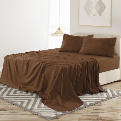4 Piece Premium Bed Sheet Set Hotel Luxury Ultra Soft Deep Pocket Sheets Set
