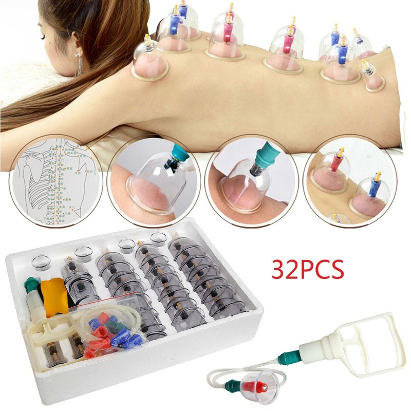 Schröpfen Set für Vakuum Massage mit 32tlg Schröpfgläser Rohr Cupping Schröpfset