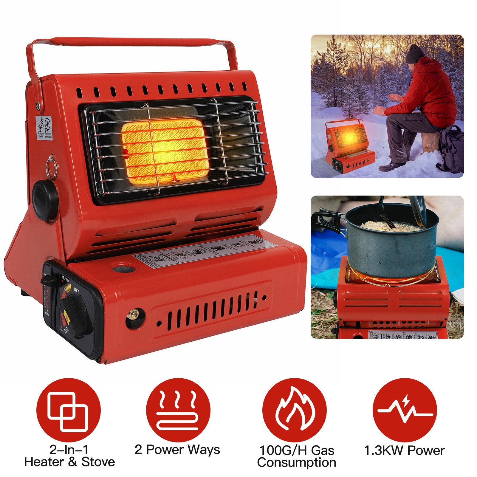 2 in 1 Portable Butane Burner Heater Outdoor Butane Stove for Camping Cooking