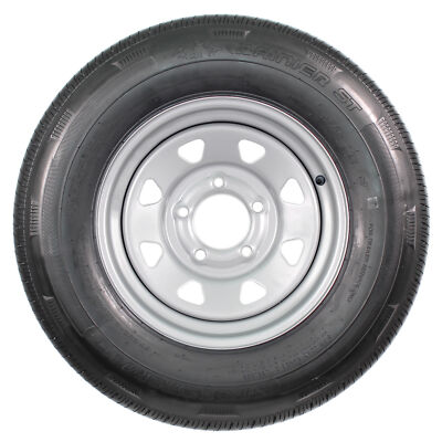 eCustomrim Radial Trailer Tire and Rim ST205/75R14 14X6 5-4.5 Silver Spoke Wheel