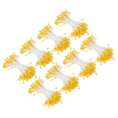 720 Pcs 1mm Double Heads Flower Stamen Artificial Flower Pistil Yellow