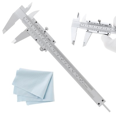 0-150mm Precision Carbon Steel Vernier Caliper Measurement Tool w/Cleaning Cloth