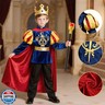 G.C Boys King Prince Charming Costume with Cape Kids Royal Dress Up Outfits Halloween Cosplay Role Play Birthday Gifts