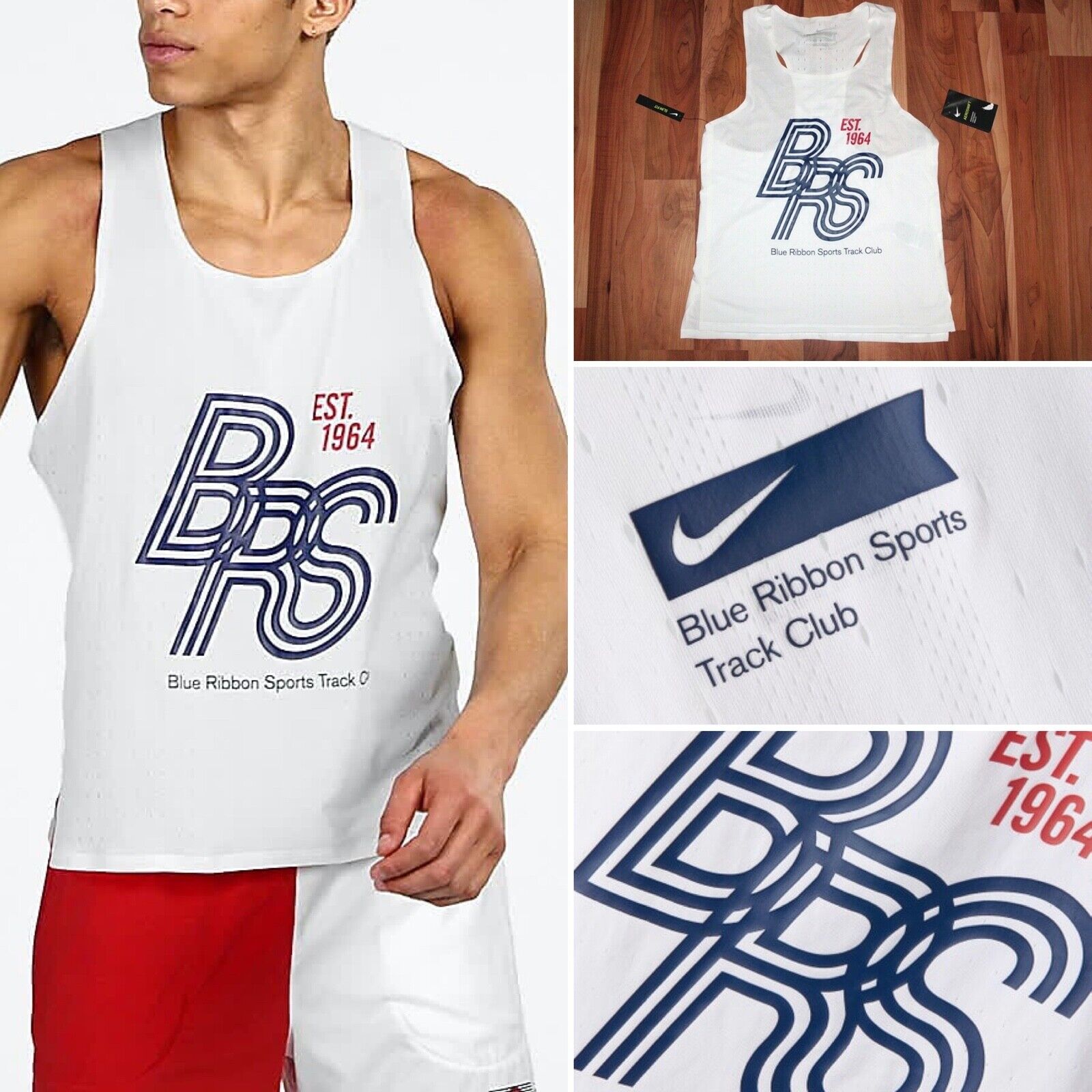 Nike Aeroswift Blue Ribbon Sports BRS Running Tank Gilet Top Nike Aeroswift Blue Ribbon Sports BRS Running Tank Gilet Top