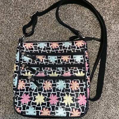 BUENO CROSS BODY PURSE ADJUSTABLE STRAP COLORFUL FLOWERS WITH MANY POCKETS NWOT