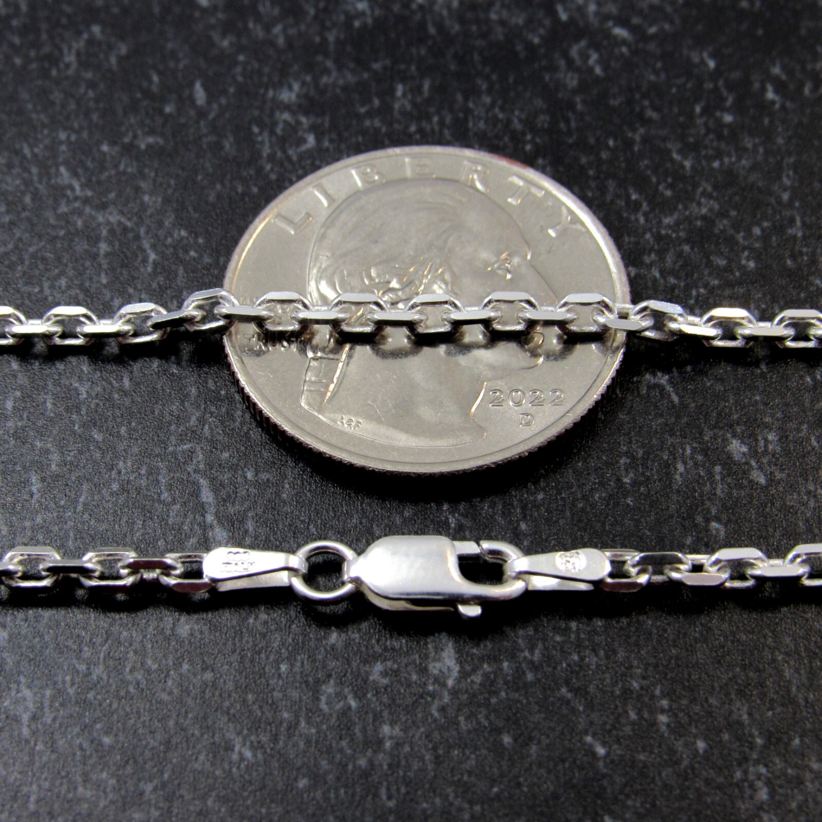 Solid 925 Sterling Silver Italian Men's Anchor / Cable Link Chain, Made in Italy