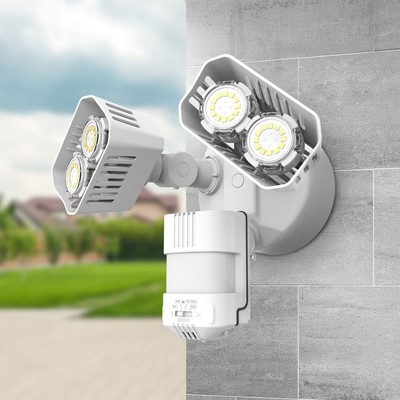 USED 350W PIR LED Motion Sensor Lights 4 Modes Security Floodlight 3500lm IP65