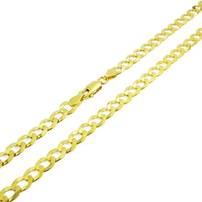 Pre-owned Nuragold 14k Yellow Gold 5mm Women Solid Curb Cuban Chain Link Italian Necklace 16"