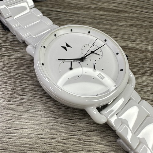 Pre-owned Mvmt New✅ White Ceramic✅ Blacktop Ii 47mm Chronograph Date Watch 28000234