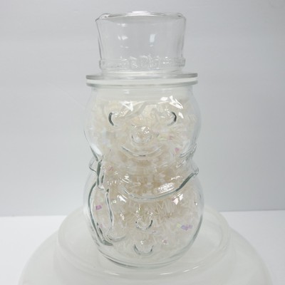 Snowman Jar Clear Glass Container Lid Seal Christmas Gift