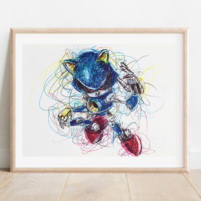 Metal Sonic Ballpoint Pen Print, Sonic the Hedgehog Poster