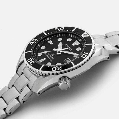 Pre-owned Seiko Prospex Sumo 200m Divers Black Dial Men's Steel Bracelet Watch Spb101