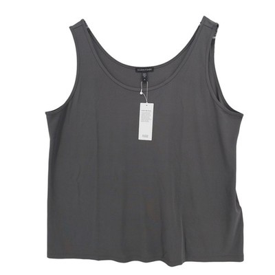 NWT EILEEN FISHER Gray Stretch Silk Jersey Tank Top GRVE Slim Fit Size 2X
