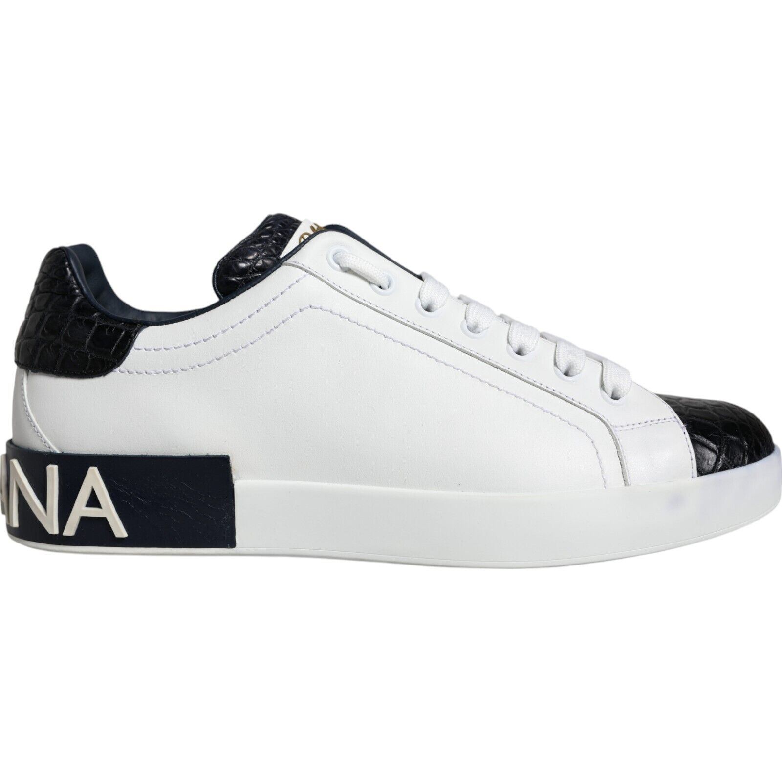 DOLCE & GABBANA Shoes White Leather Logo Portofino Sneaker