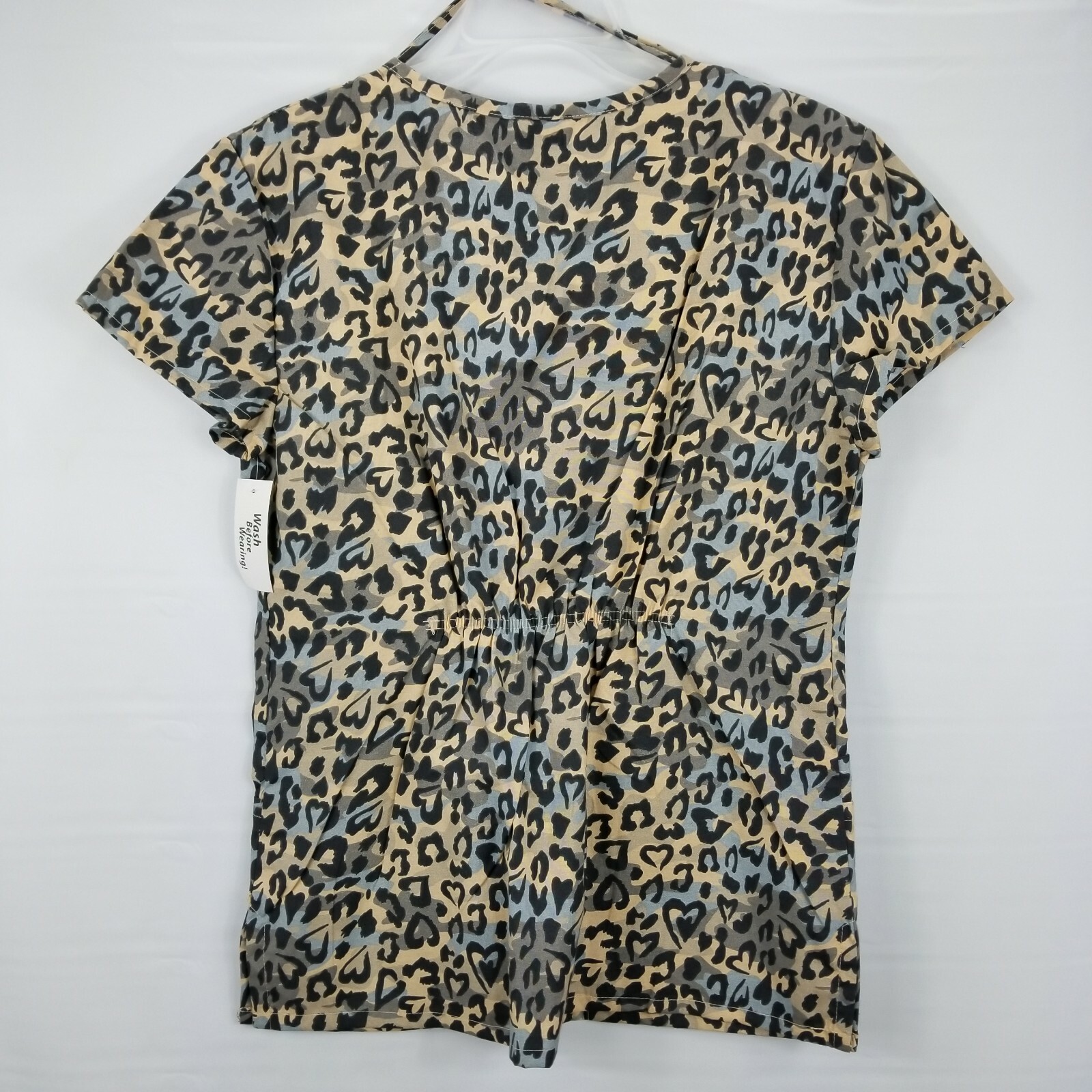 Bobbie Brooks Womens Scrub Top Leopard Animal Print Size Small