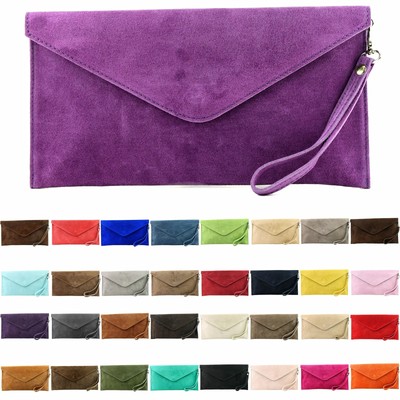 ital. Damentasche Clutch Unterarmtasche Tasche Handgelenktasche Wildleder T106