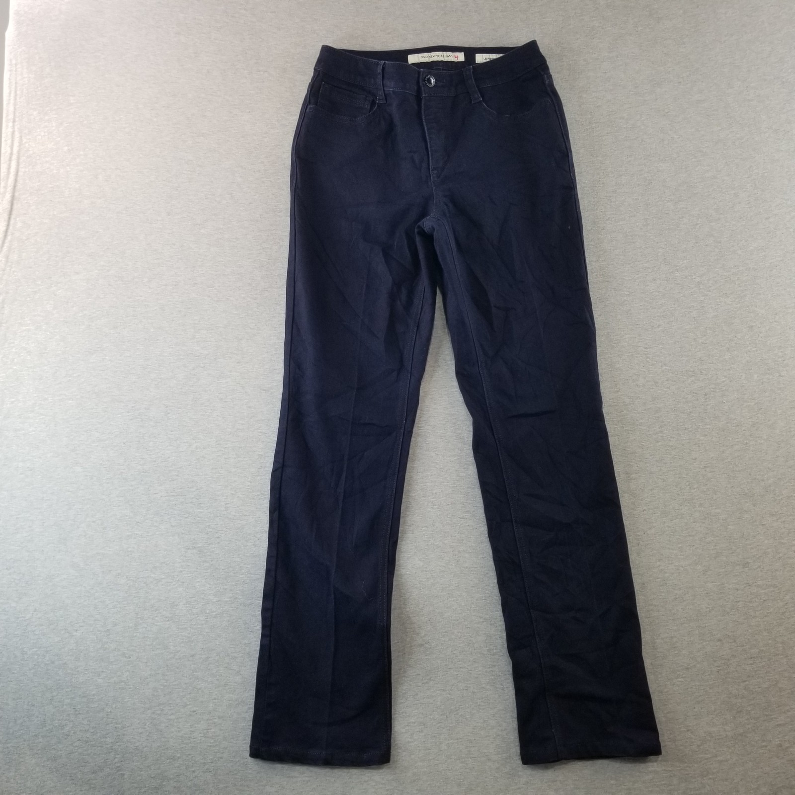 Jones New York Jeans Women's Sz 4 Dark Blue Wash Lexington Straight Studded