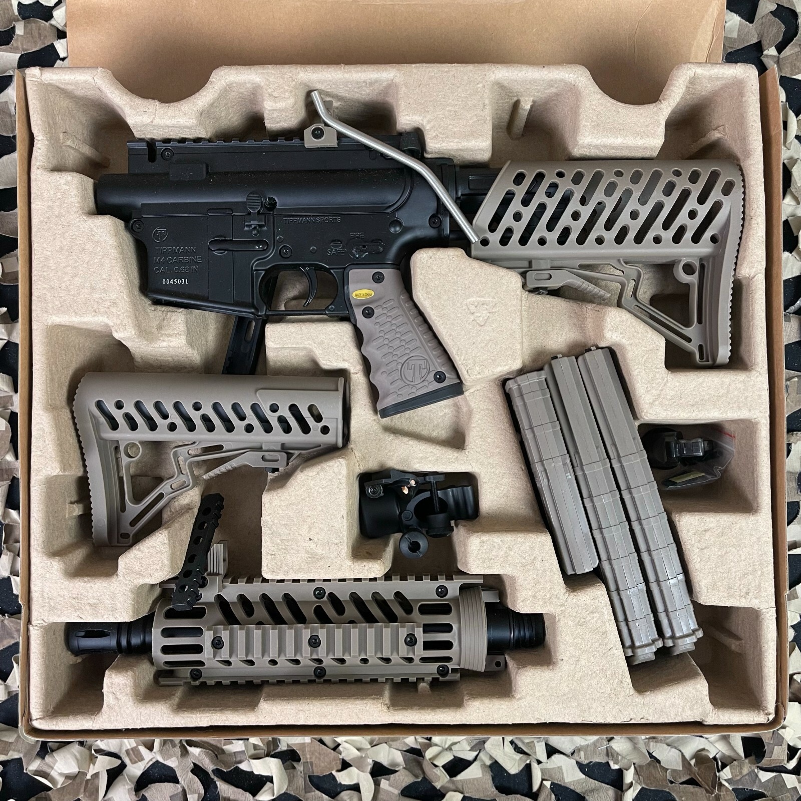 NEW Tippmann TMC Paintball Gun w/ Air-Thru Adjustable Stock - Black/Tan