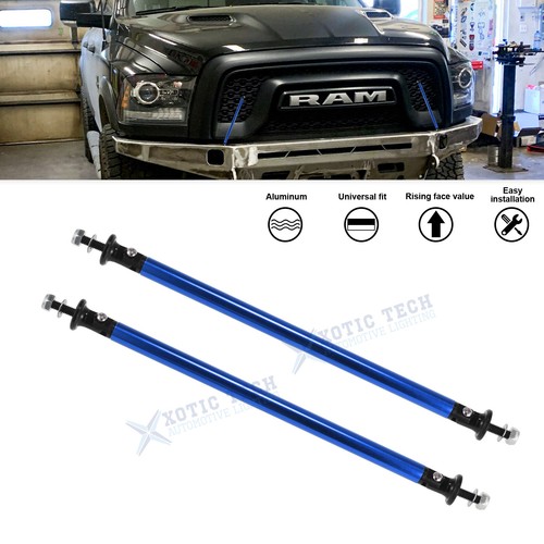 Set Aggressive Blue Front Bumper Splitter Rod Strut Bar For Ram Lincoln Rivian